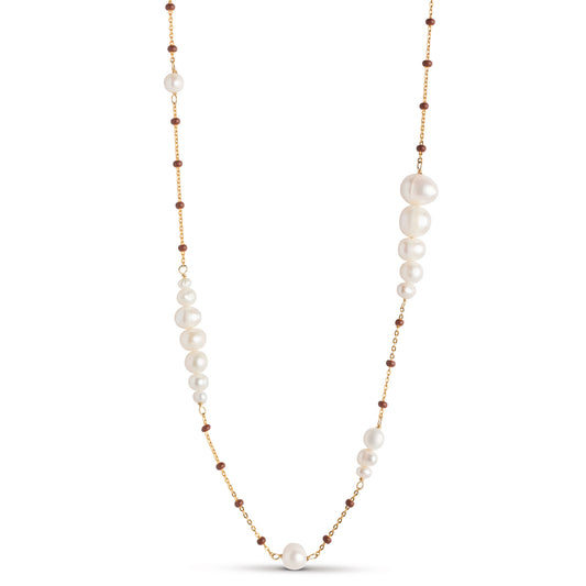 Unique Designer's Solid White Gold 99 Pearls Necklace