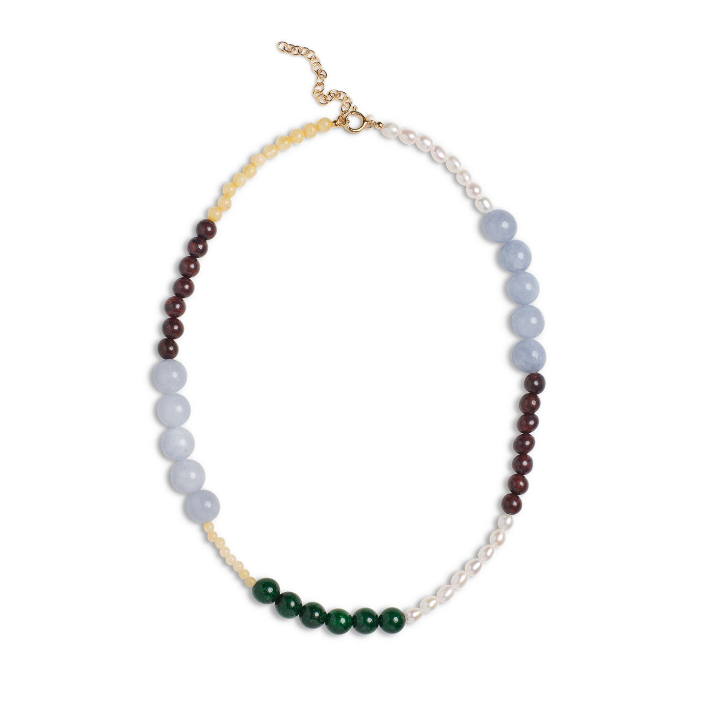 ENAMEL Copenhagen Necklace, Marli Necklaces L. Yellow, Pearl, L. Blue, Brown and D. Green