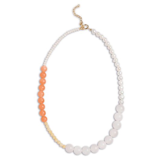 ENAMEL Copenhagen Necklace, Tahlia Necklaces Light Pink, Pearls, Orange and Light Yellow