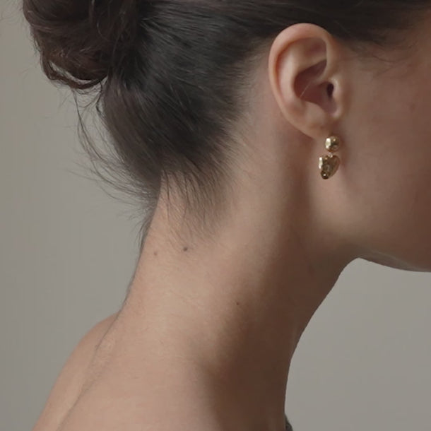 ENAMEL Copenhagen Earrings, Poma Drop Heart Earrings 925S/GP