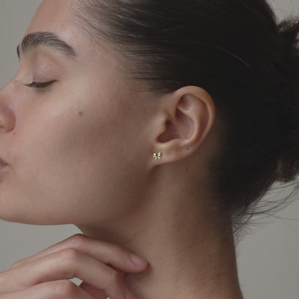 ENAMEL Copenhagen Studs, Baby Bow Earrings Petrol Green