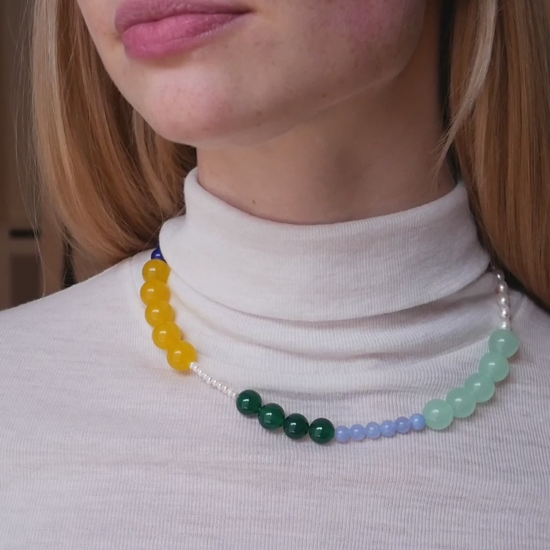 ENAMEL Copenhagen Necklace, Tanya Necklaces Green, Blue, Yellow and Pearls