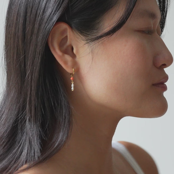 ENAMEL Copenhagen Hoops, Liva Earrings Light Coral