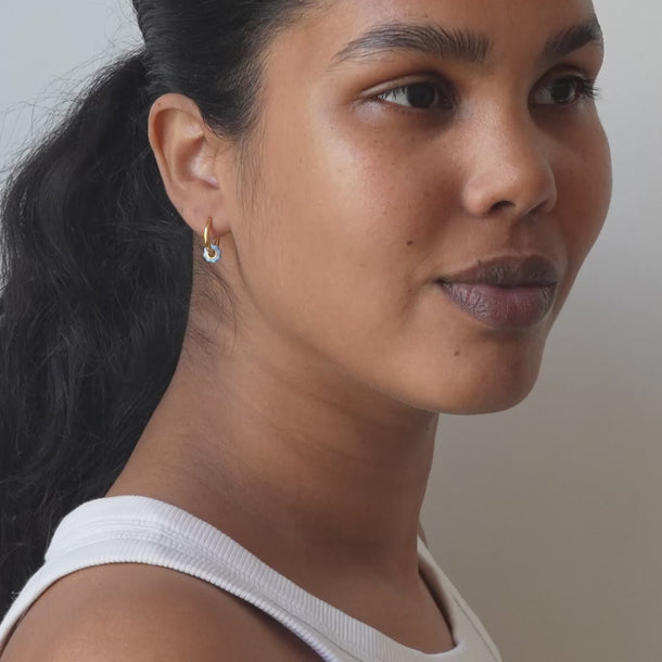 ENAMEL Copenhagen Hoops, Enamel Tokens Flower Earrings Steel Blue