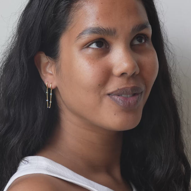 ENAMEL Copenhagen Hoops, Lola Chain One Piece Earrings Earthtone